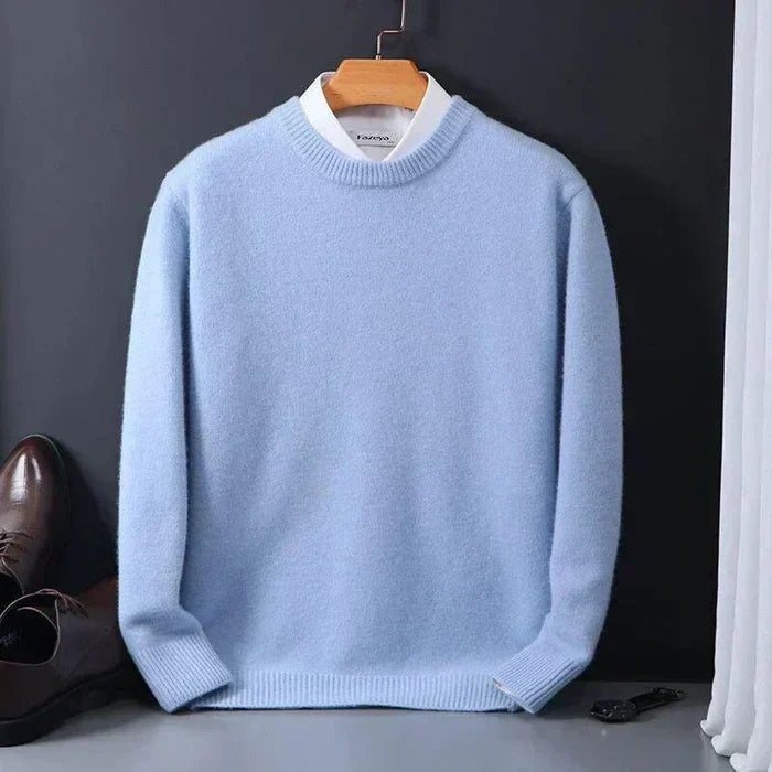 Pull Homme Laine Mélangée Marine Classique