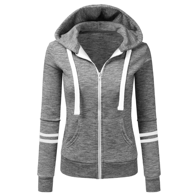 Veste Femme Streetwear à Capuche avec Fermeture Éclair