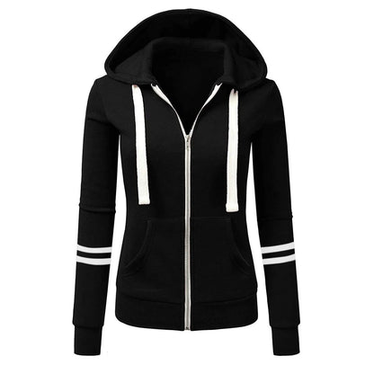 Veste Femme Streetwear à Capuche avec Fermeture Éclair