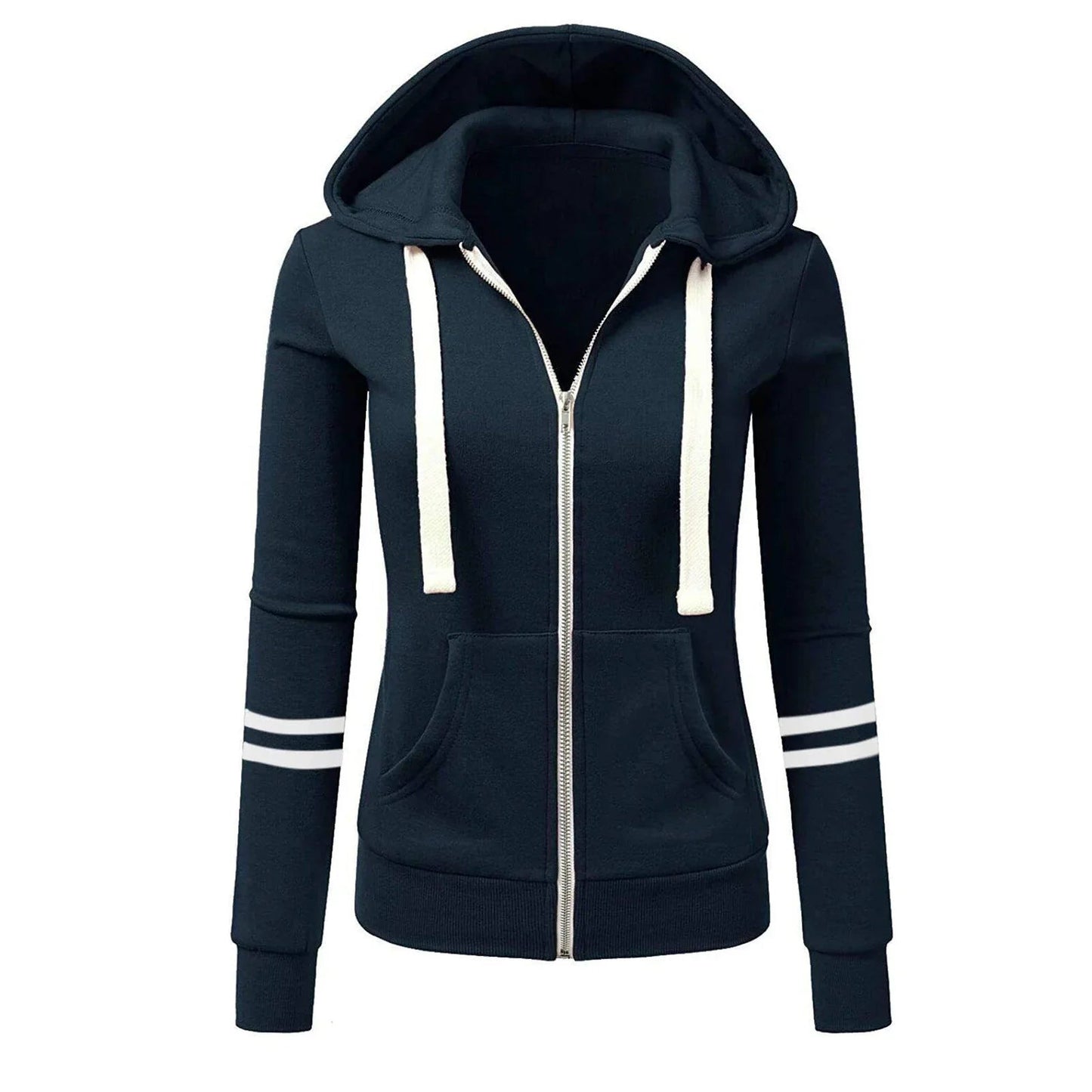 Veste Femme Streetwear à Capuche avec Fermeture Éclair