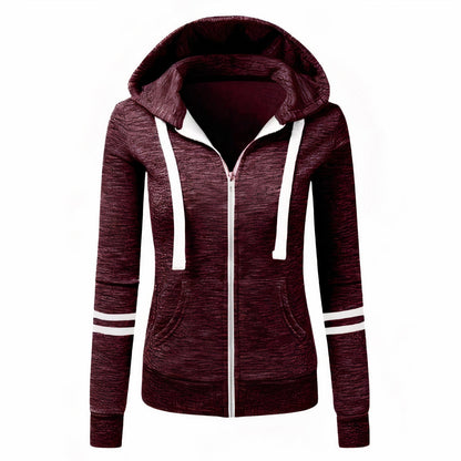 Veste Femme Streetwear à Capuche avec Fermeture Éclair