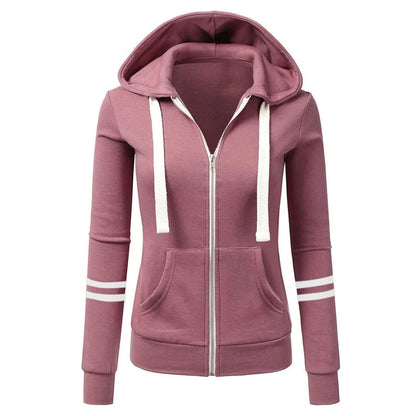 Veste Femme Streetwear à Capuche avec Fermeture Éclair