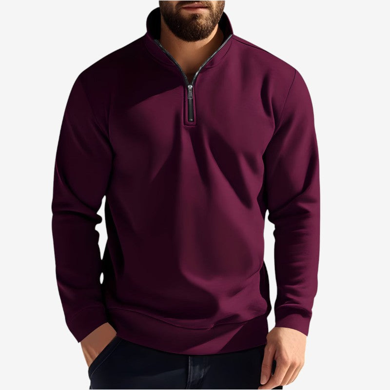 Pull à Manches Longues avec Fermeture Éclair et Col Rond