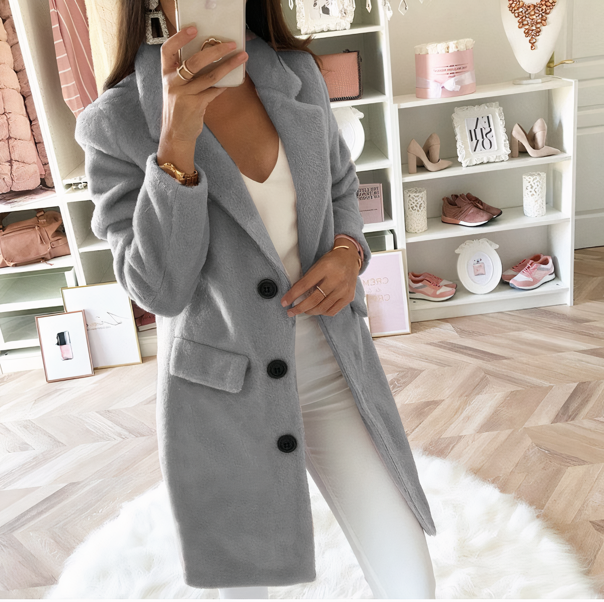 Manteau femme en laine rouge élégant