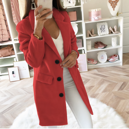 Manteau femme en laine rouge élégant