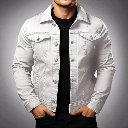 Veste denim homme verte décontractée avec poches et fermeture éclair
