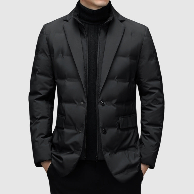 Blazer Homme Matelassé Doublure Chaude Revers Classique - PanierRoyale