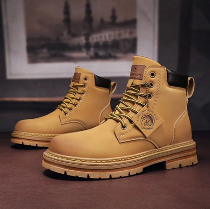 Bottines Homme Cuir Lacets Tige Haute Semelle Épaisse