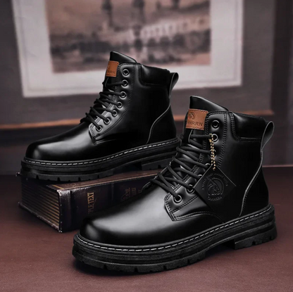 Bottines Homme Cuir Lacets Tige Haute Semelle Épaisse