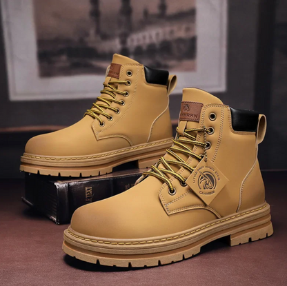 Bottines Homme Cuir Lacets Tige Haute Semelle Épaisse