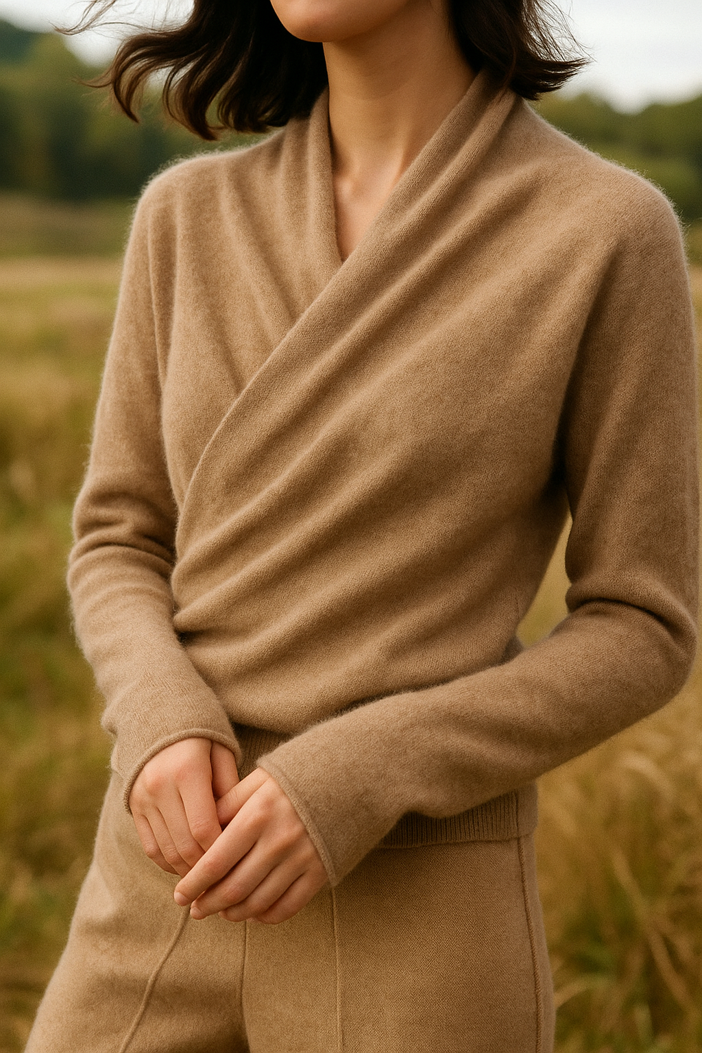 Pull femme élégant en maille avec col montant