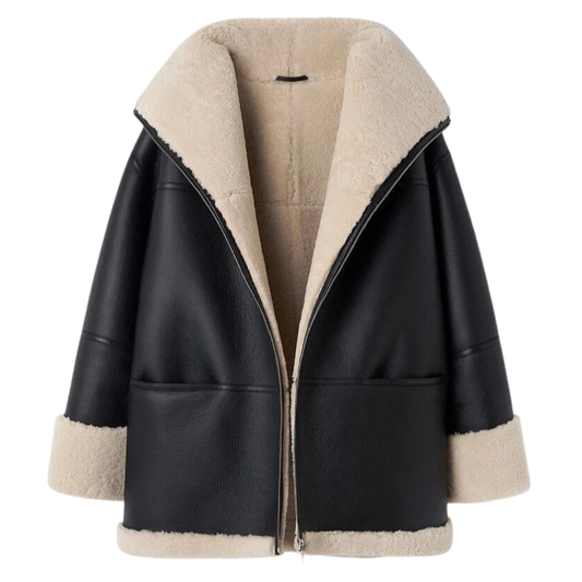 Veste en Cuir de Luxe pour Femme avec Fourrure Douce - PanierRoyale