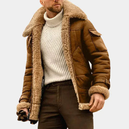 Veste Cuir Aviateur Homme Hiver Élégante