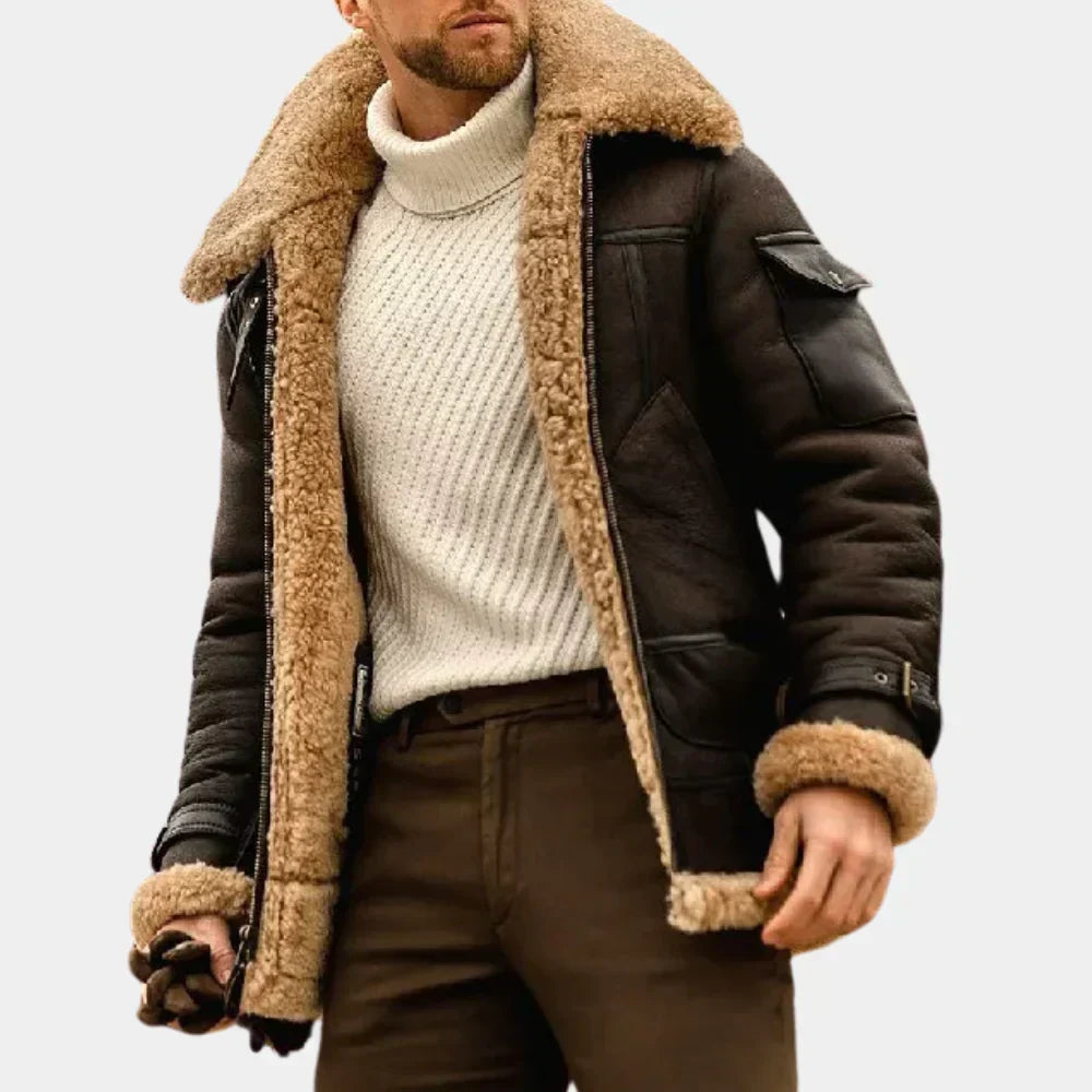 Veste Cuir Aviateur Homme Hiver Élégante - PanierRoyale