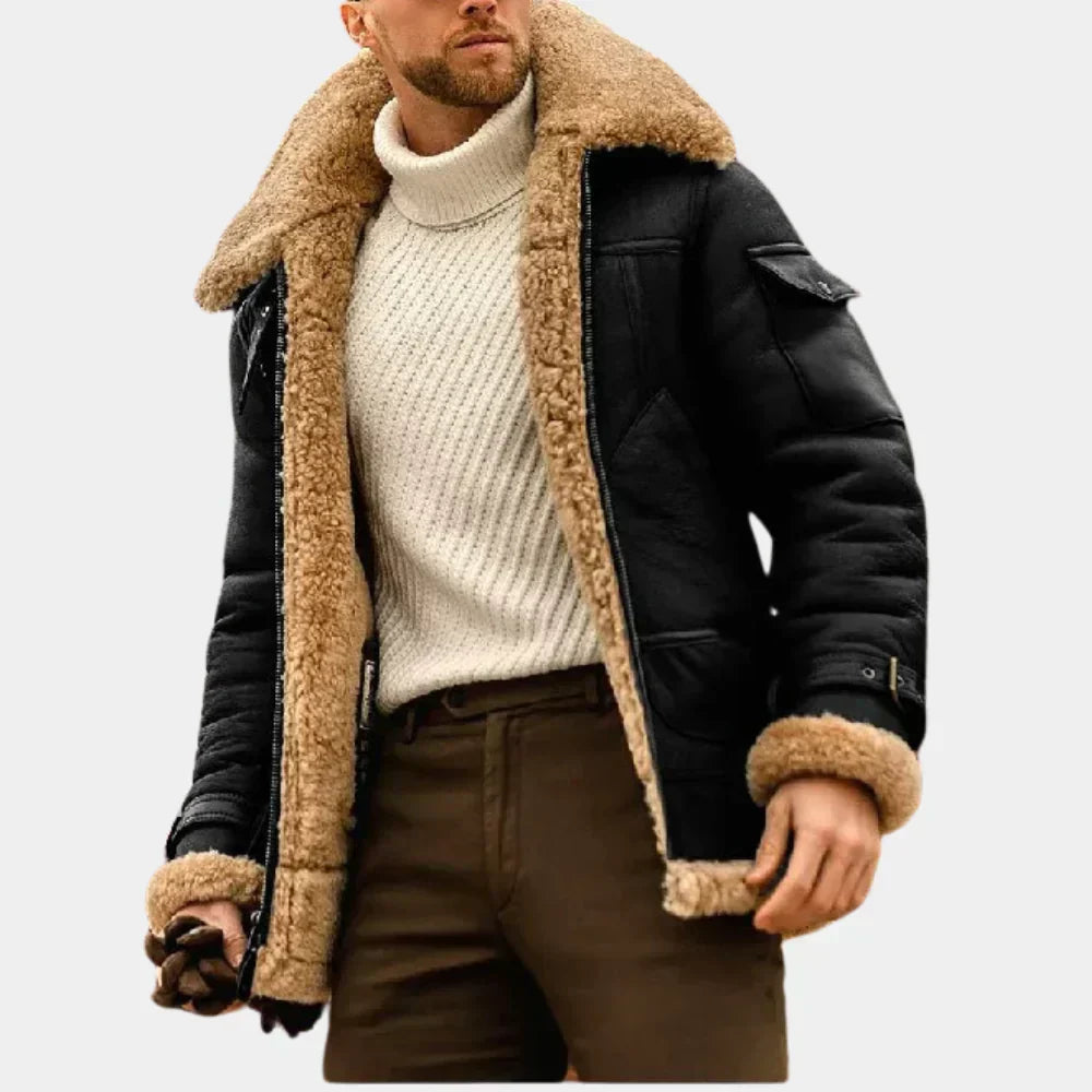 Veste Cuir Aviateur Homme Hiver Élégante