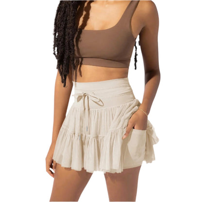 Jupe Short Femme Marine Élastique avec Poches