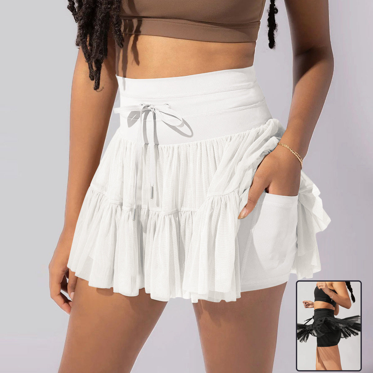 Jupe Short Femme Marine Élastique avec Poches
