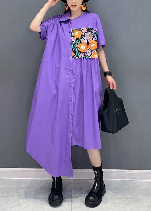 Robe longue lavande estivale avec détails brodés - EasyApparels
