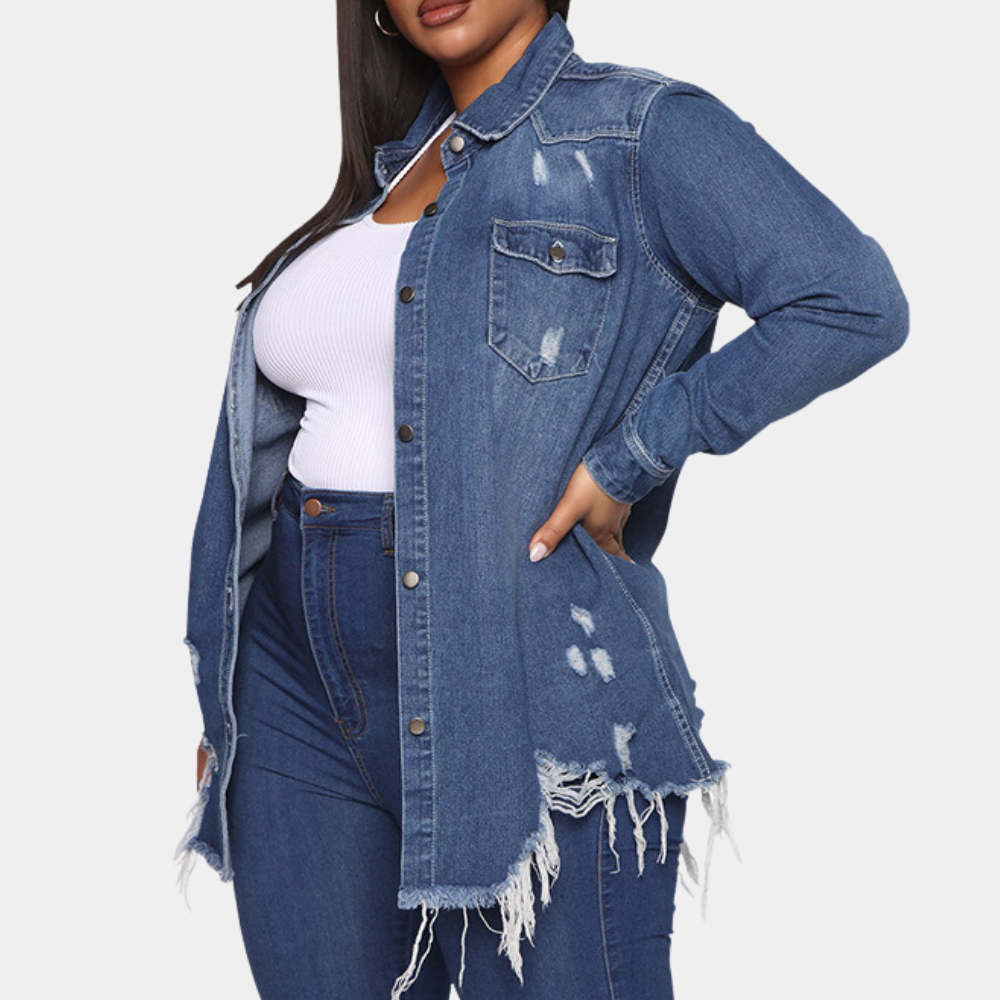JOAN - Veste en Jean Déchirée pour Femmes