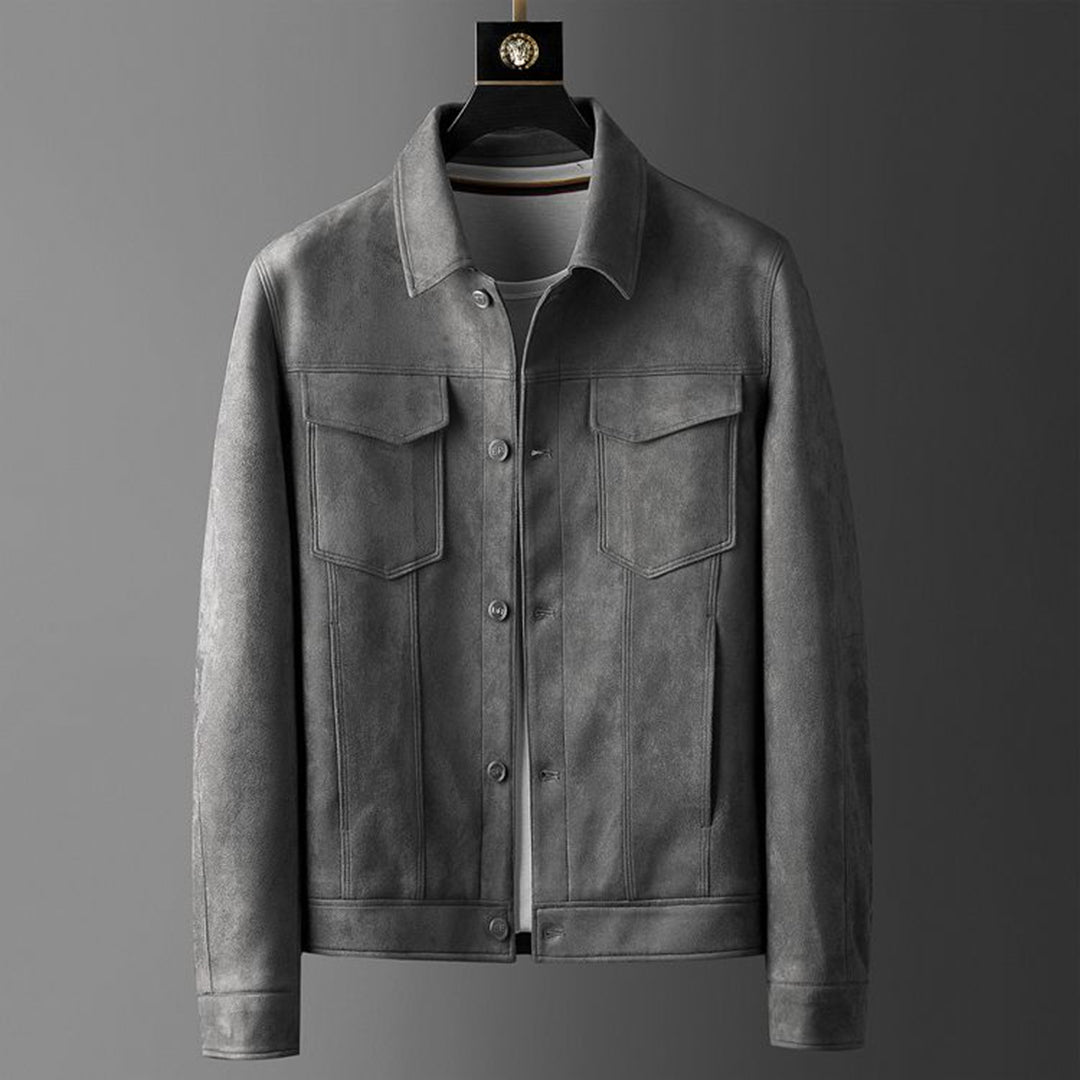 Veste Cuir Homme Chic avec Col Tailleur et Coupe Détendue