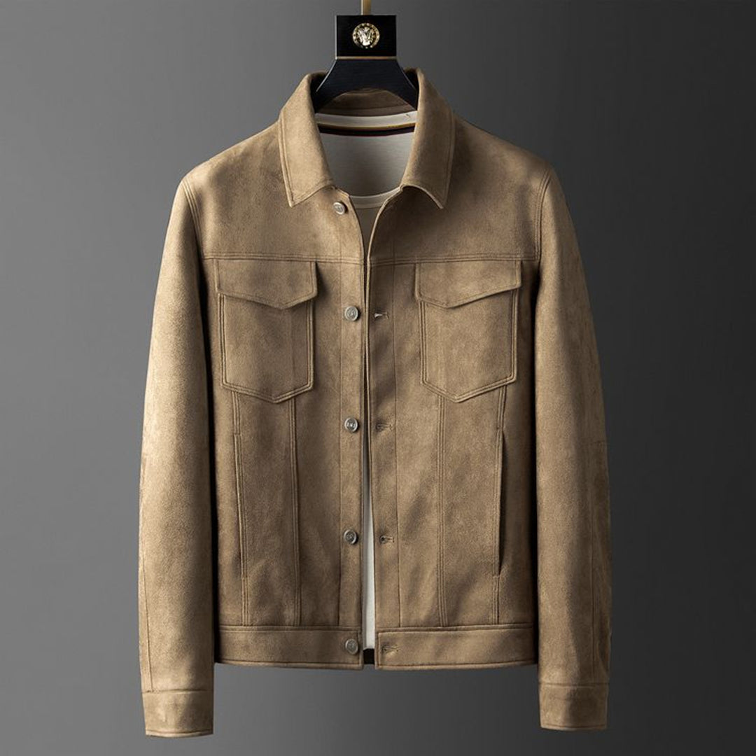 Veste Cuir Homme Chic avec Col Tailleur et Coupe Détendue - PanierRoyale