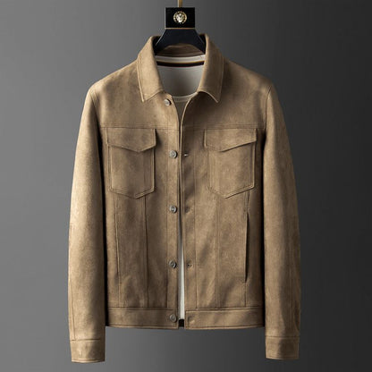 Veste Cuir Homme Chic avec Col Tailleur et Coupe Détendue - PanierRoyale