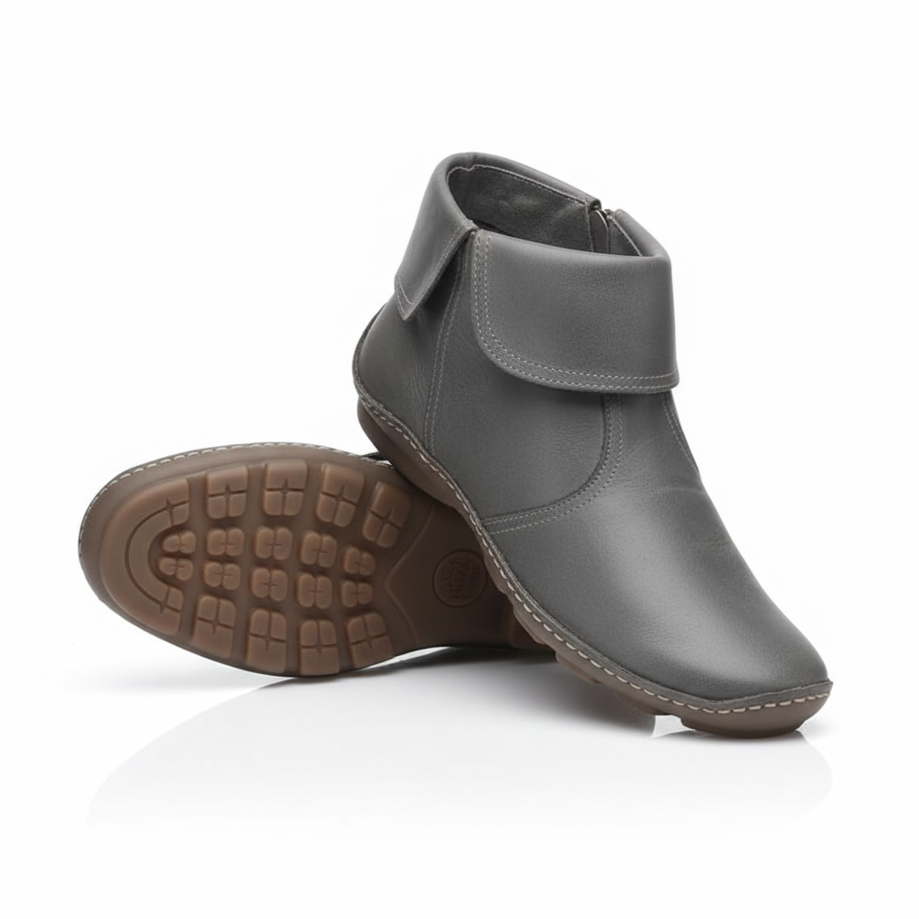 Bottes Femme Imperméables en Cuir avec Semelle Antidérapante