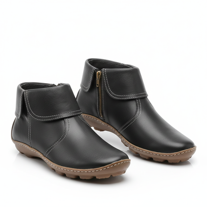Bottes Femme Imperméables en Cuir avec Semelle Antidérapante