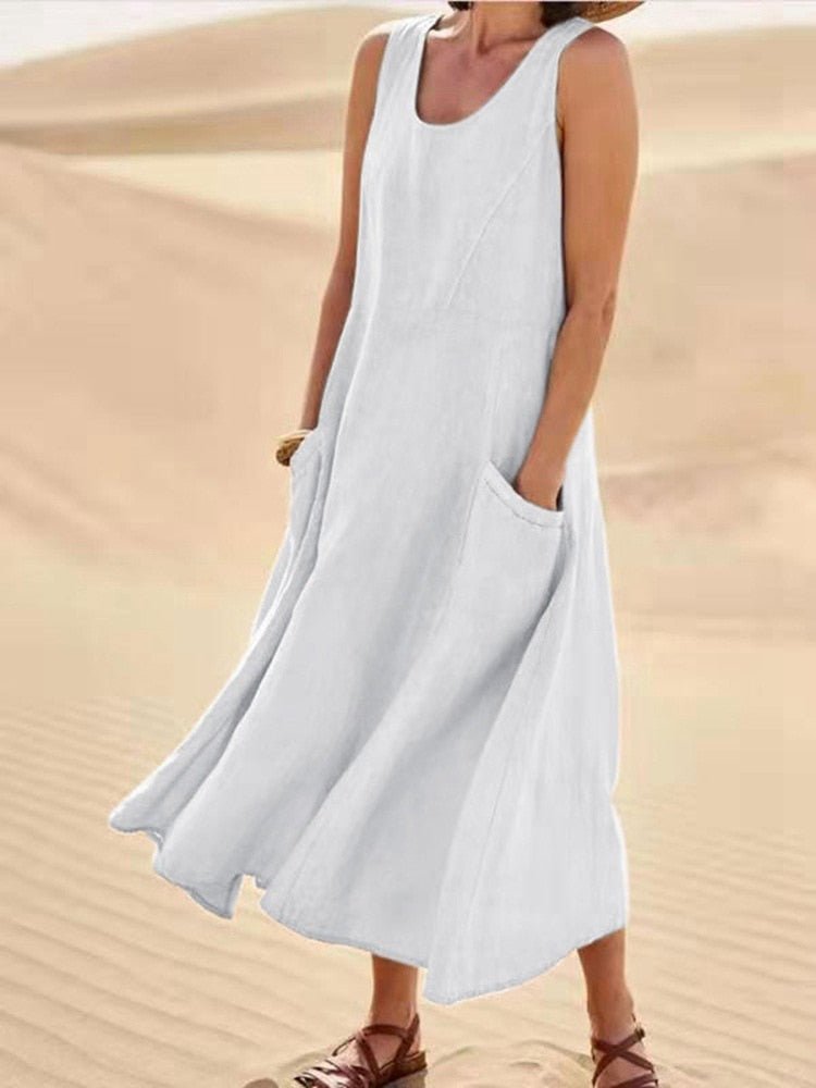 Robe Femme Été Légère en Soie avec Décolleté Profond