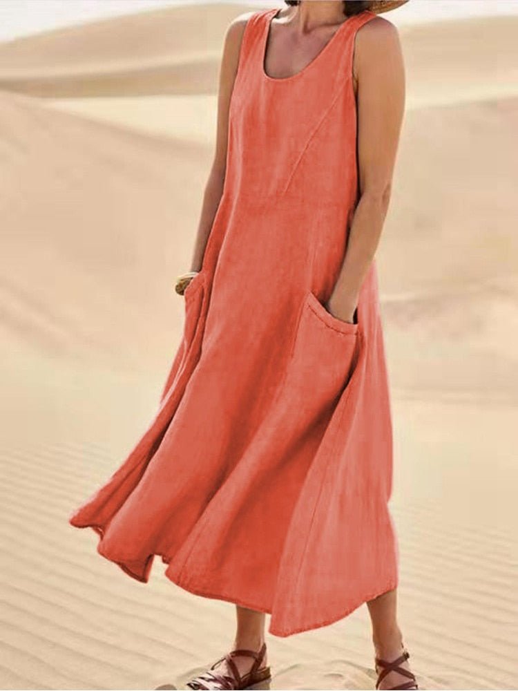 Robe Femme Été Légère en Soie avec Décolleté Profond