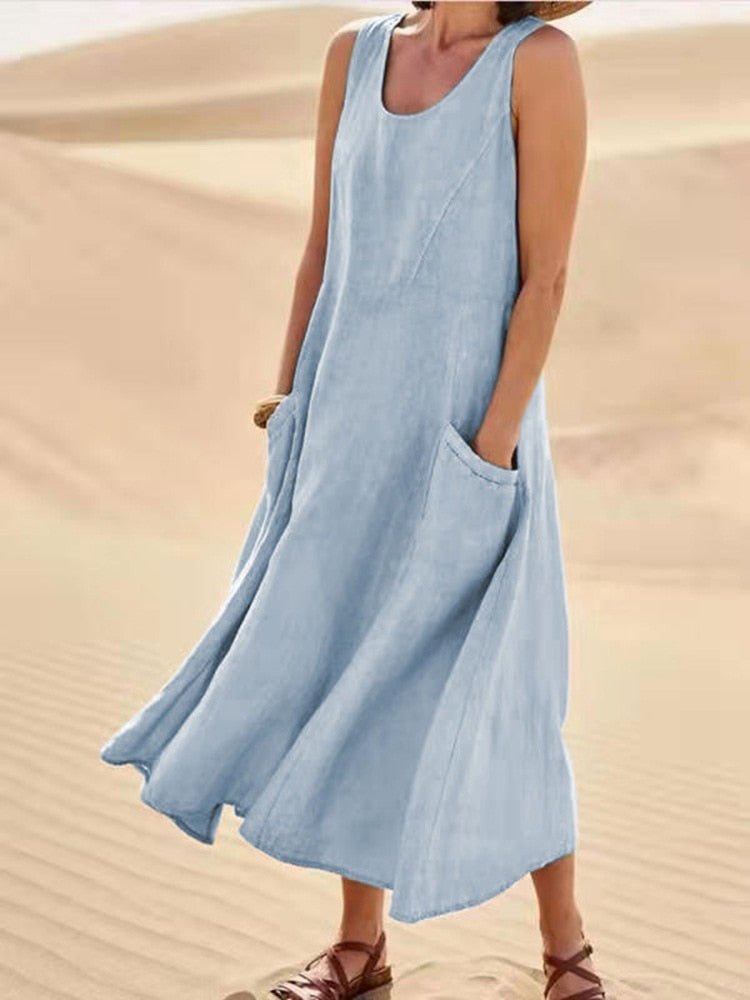 Robe Femme Été Légère en Soie avec Décolleté Profond