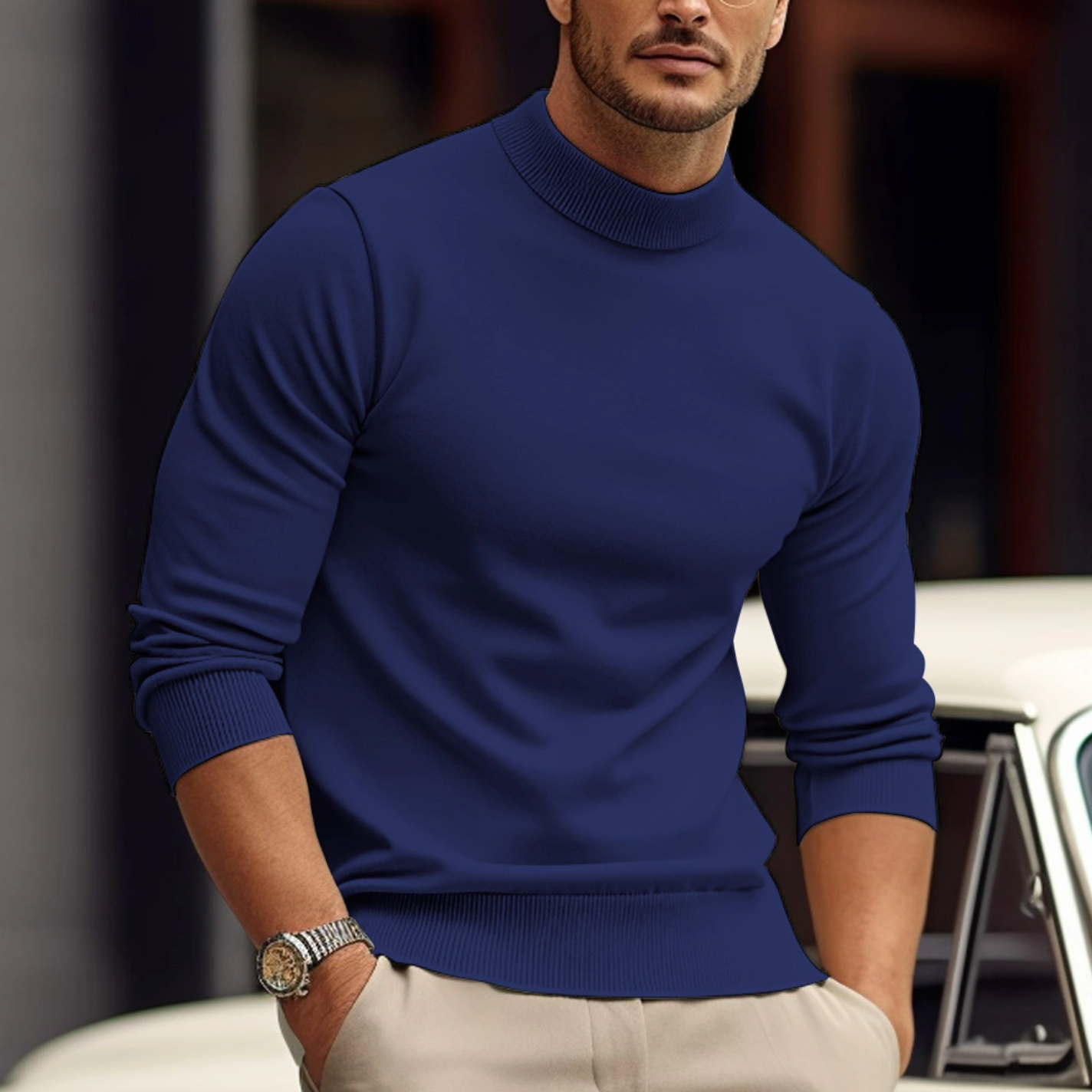 Pull Homme Col Roulé Doux et Élégant en Laine