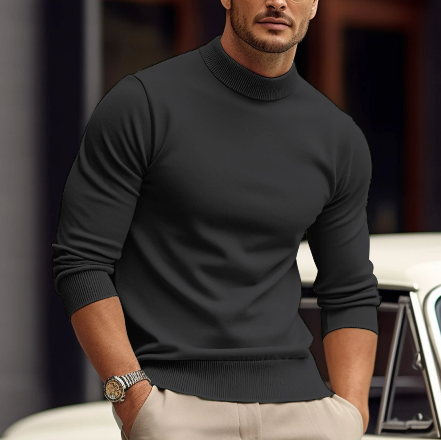 Pull Homme Col Roulé Doux et Élégant en Laine
