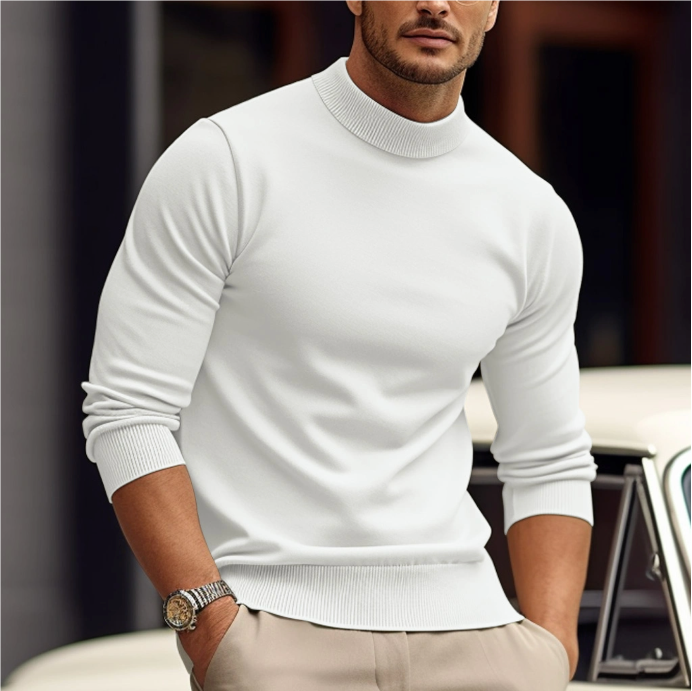 Pull Homme Col Roulé Doux et Élégant en Laine