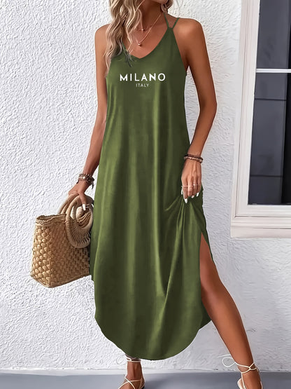 Lettriva™ – Robe Longue Légère Sans Manche à Imprimé pour Été Chic