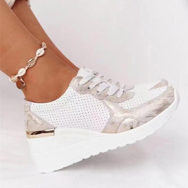 Baskets Femmes Compensées Confortables à Lacets