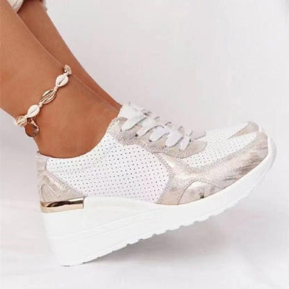 Baskets Femmes Compensées Confortables à Lacets
