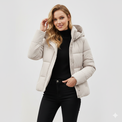 Manteau Hiver Femme Élégant avec Capuche et Ceinture Adjustables