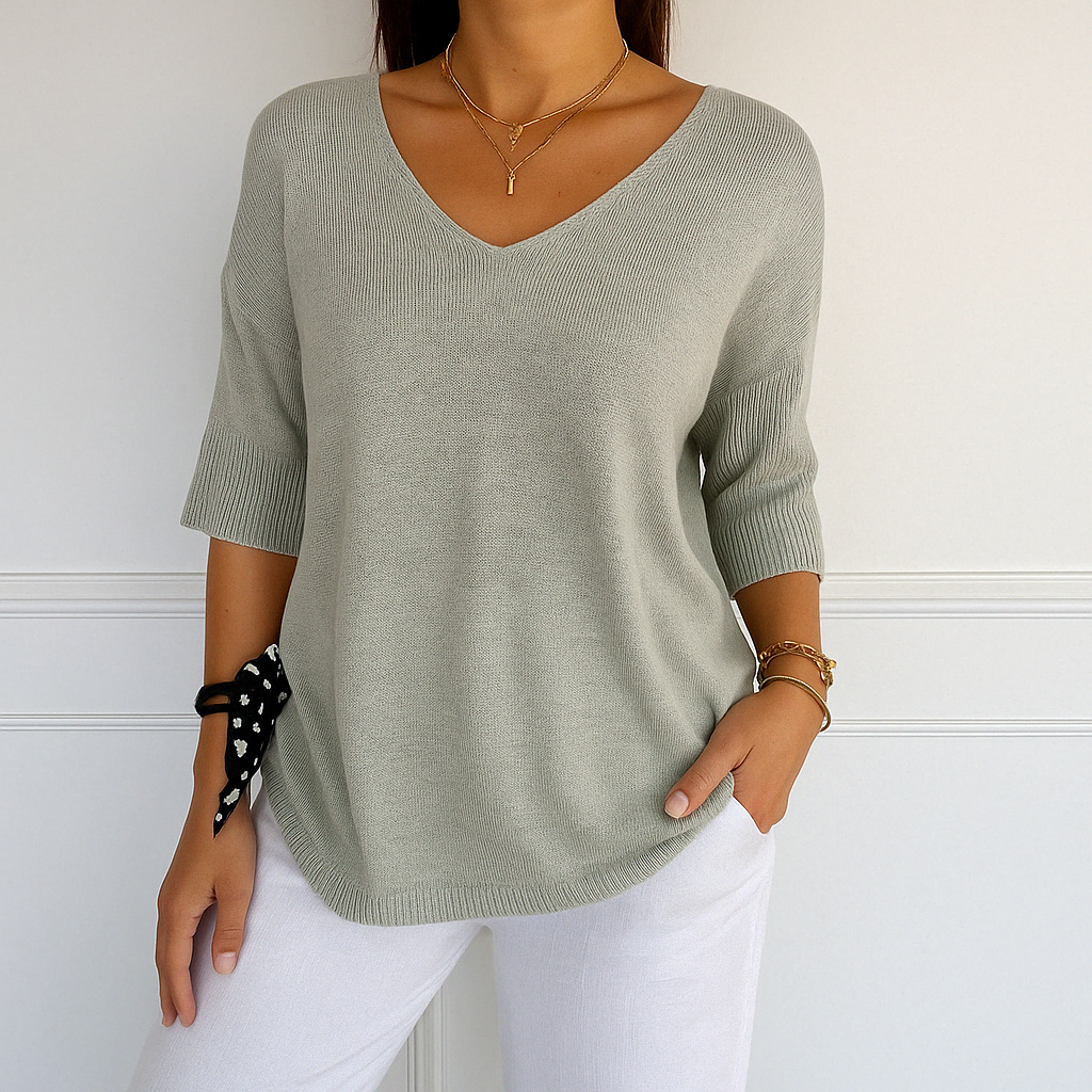 Pull Femme Col V Léger et Confortable