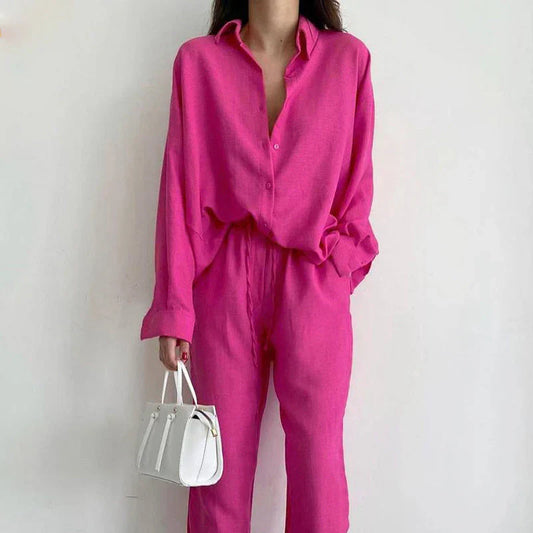 Ensemble Deux Pièces Élégant avec Chemise et Pantalon Tailleur - PanierRoyale