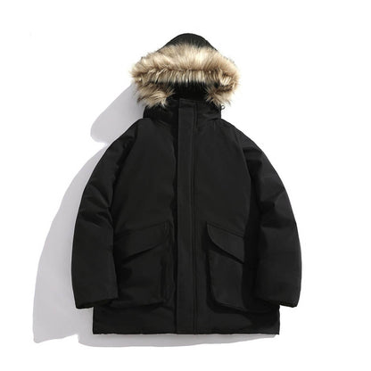 Parka Hiver Homme Élégant avec Capuche et Doublure Chaude