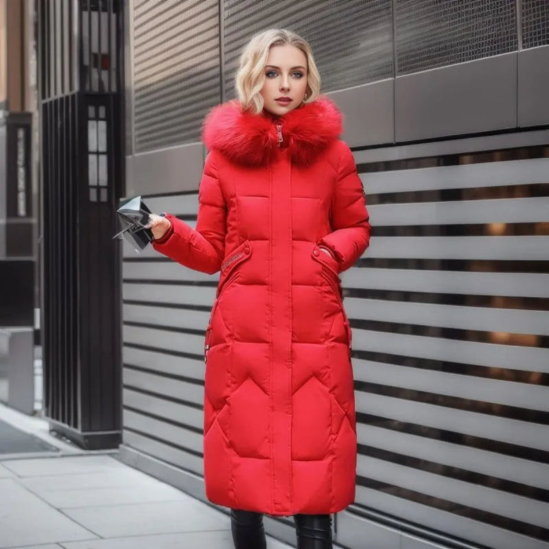 Manteau femme long chaud et doux avec capuche