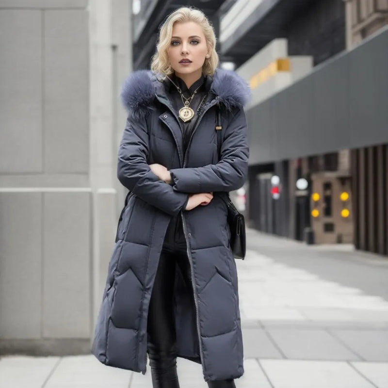 Manteau femme long chaud et doux avec capuche