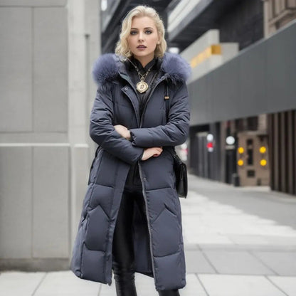 Manteau femme long chaud et doux avec capuche