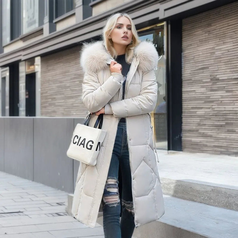 Manteau femme long chaud et doux avec capuche - PanierRoyale