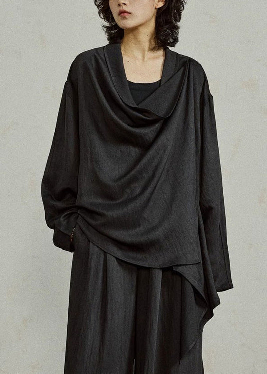 Grand manteau noir ample pour femme automne - EasyApparels