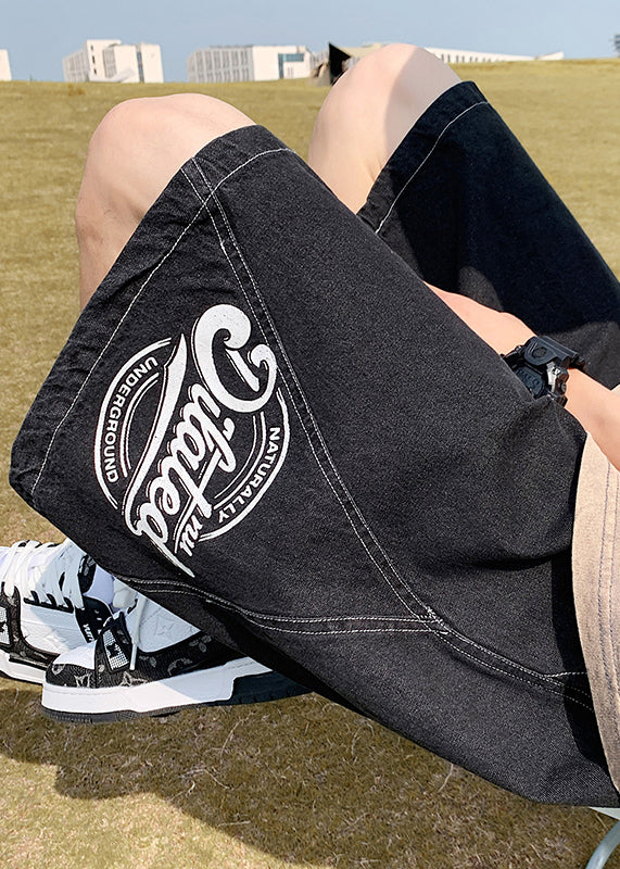 Jean court décontracté noir élastique homme été - EasyApparels