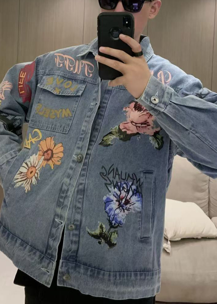 Denim Blue Relaxed Fit Jacket for Men Spring - EasyApparels