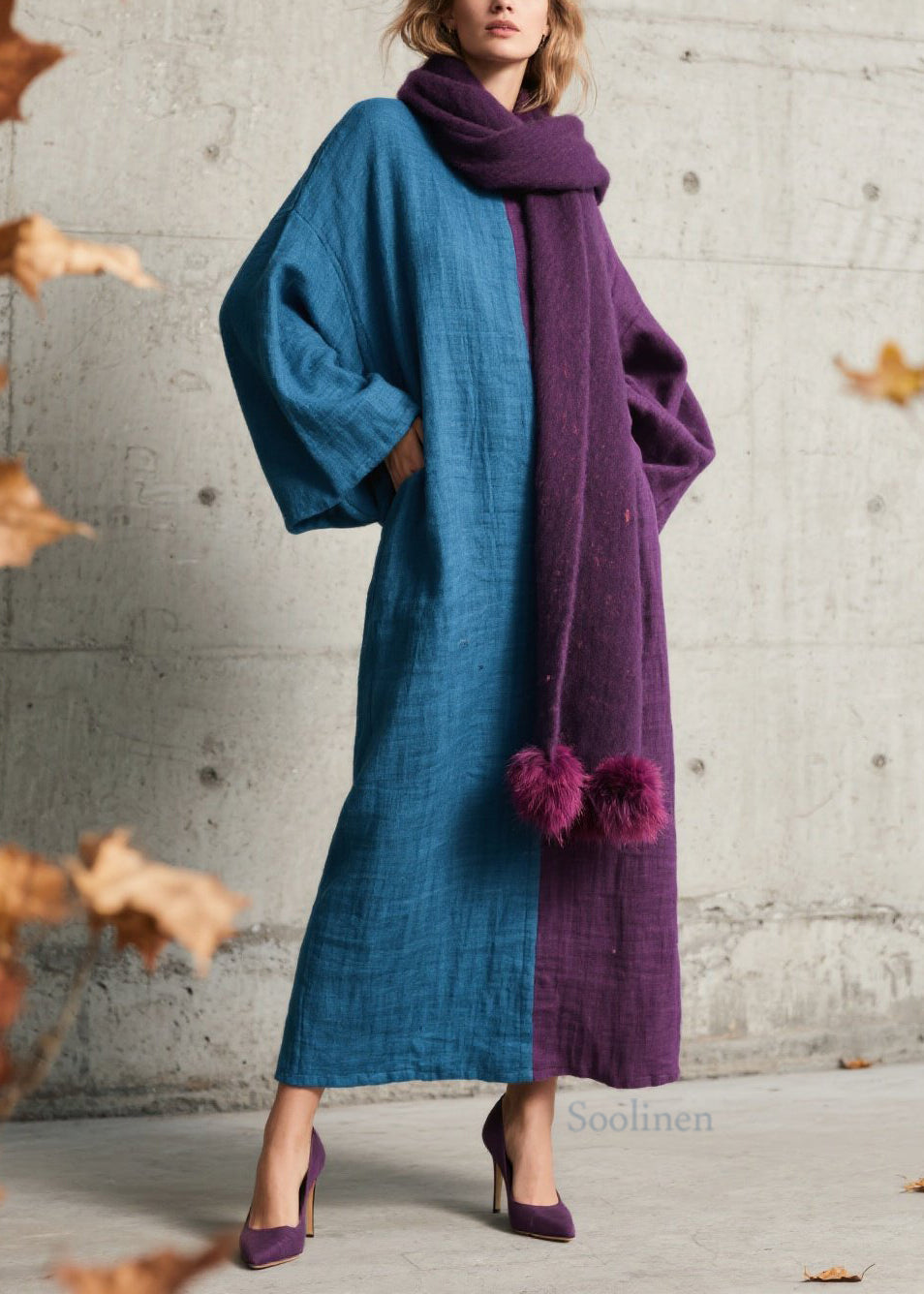 Robe de coton confortable avec col rond et motifs colorés - EasyApparels