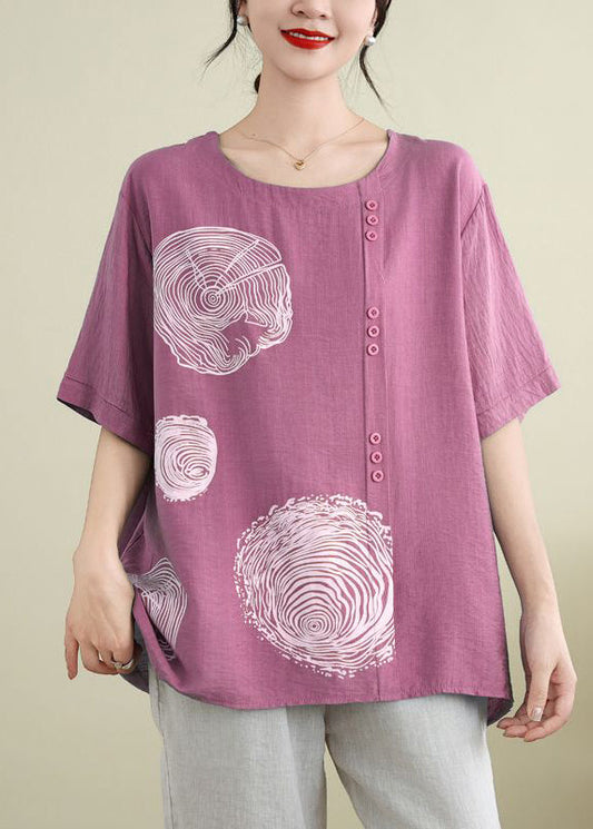 Robe ample en soie légère à manches courtes et fleurs - EasyApparels